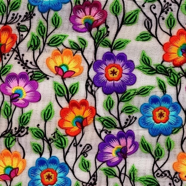Colorful embroidered patterns